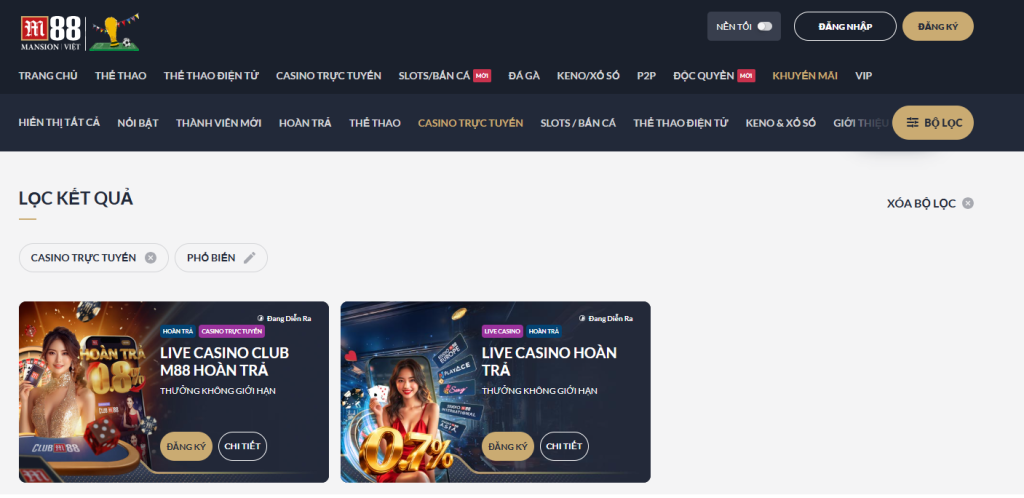 khuyến mãi casino M88