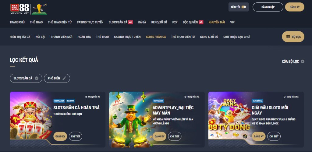 các ưu đãi M88 slots