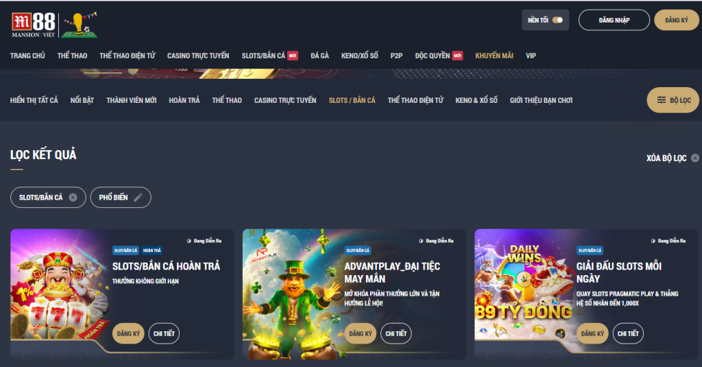 M88 thưởng slot/bắn cá